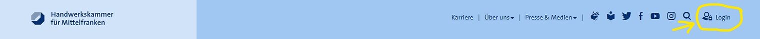 Zu sehen ist die Kopfleiste der Internetseite. Der Kundenlogin ist mit gelber Farbe hervorgehoben.