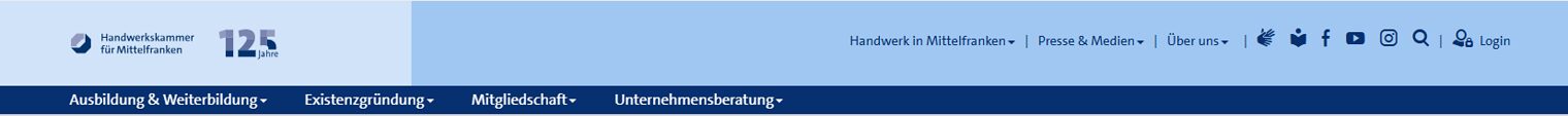 Hauptnavigationsleiste Homepage hwk-mittelfranken.de