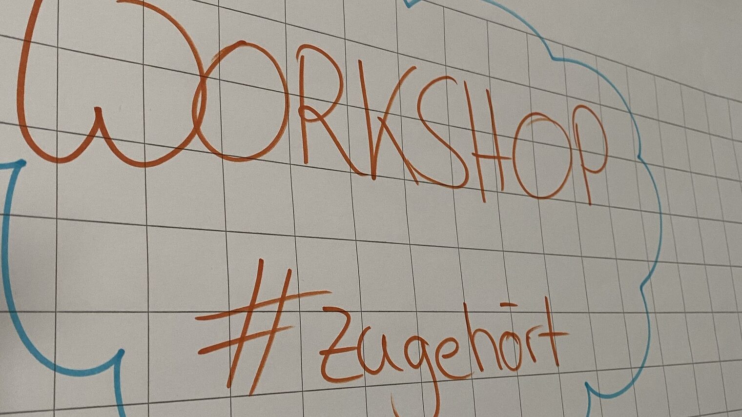 Eine Zeichnung von einer Wolke. In ihrem Inneren steht: Workshop