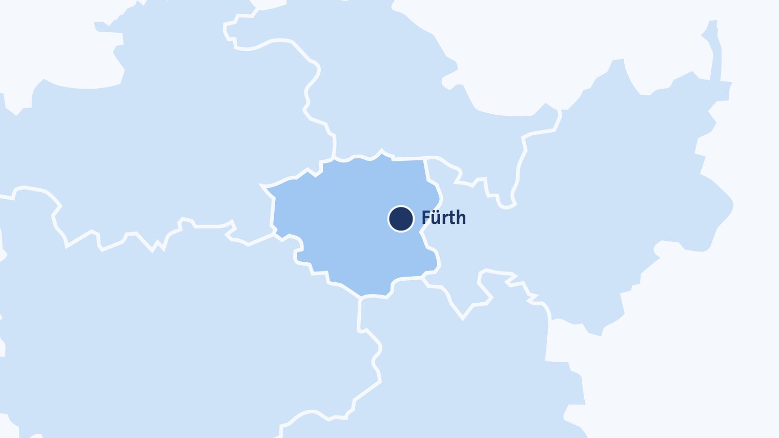 Mittelfranken-Karte: Fürth hervorgehoben