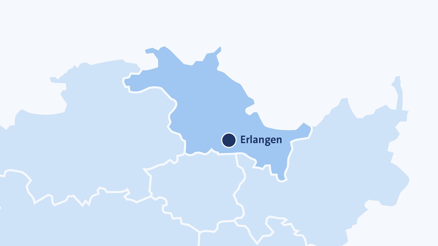 Mittelfranken-Karte: Erlangen hervorgehoben