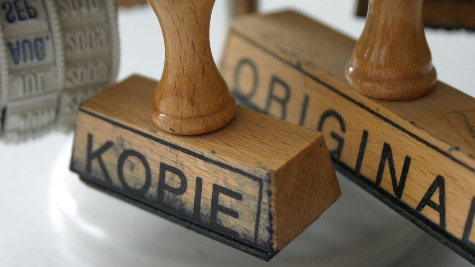 Stempelset mit der Beschriftung Kopie und Original