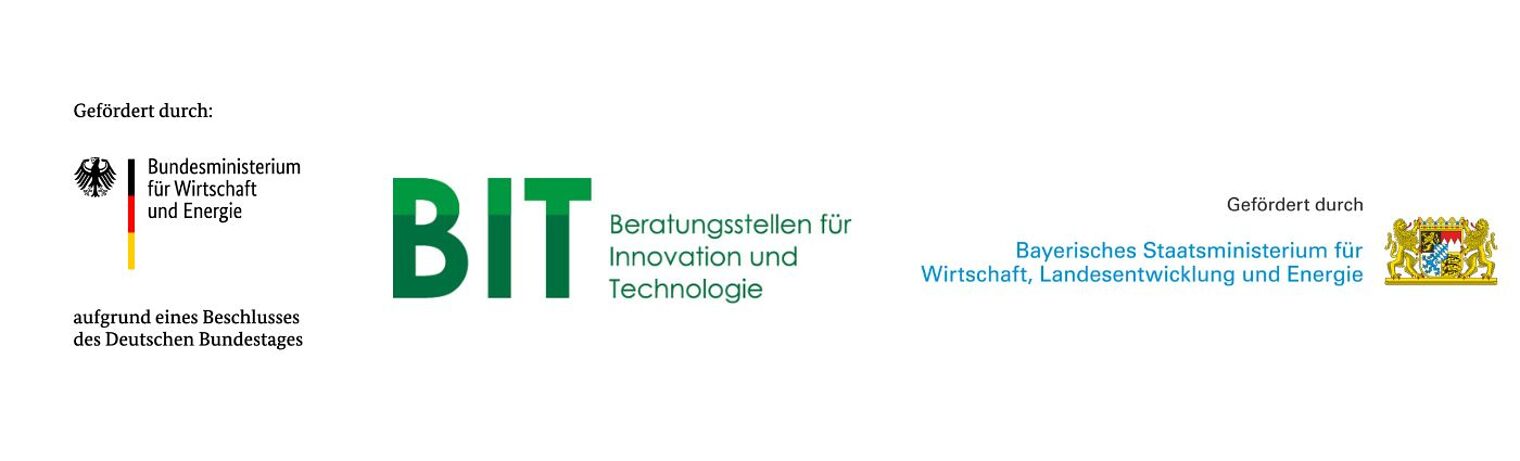 Logos: Wirtschaftsministerium von Bund und Bayern sowie BIT