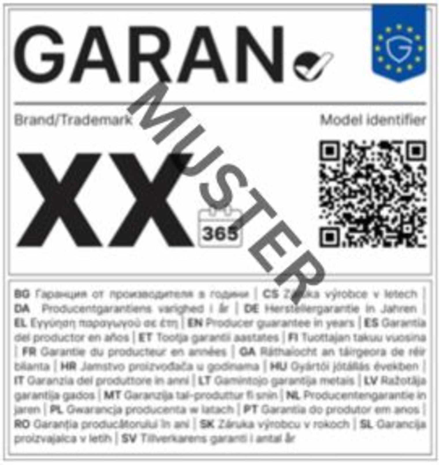Muster eines Garantie-Etiketts